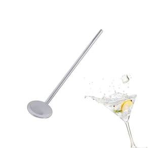 Colher Canudo em Aço Inox Prata para Drinks 20cm