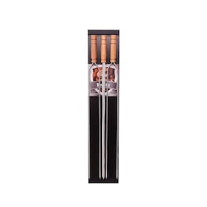 Espetos Duplo Simples Suporte Parede Preto Kit Churrasco 4pc