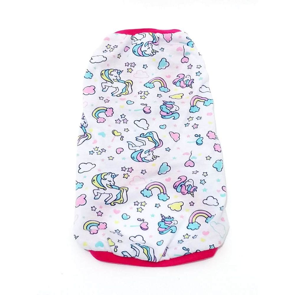 Pijama para cachorro Estampa Unicórnio branca Tamanho G