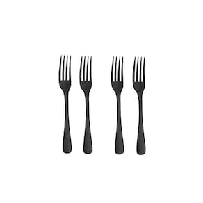 Garfo de Mesa Preto Talher Inox Jogo 4un