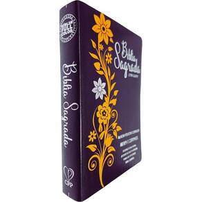 Bíblia Sagrada ARC FC Capa PU Luxo Flor Laranja e Preto PDA PJV PED MC Harpa Avivada e Corinhos Letra Gigante CPP