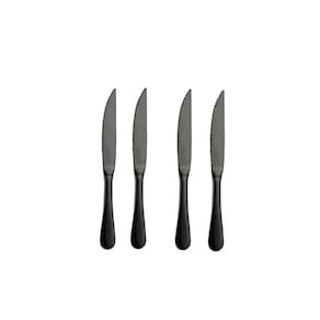 Faca de Mesa Preto Serrilhada Talher Aço Inos 4un