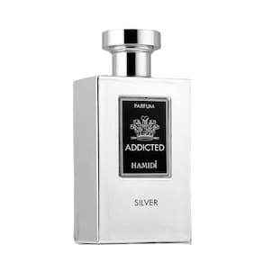 Perfume Hamidi Addicted Silver para homens 120 ml em spray de perfume