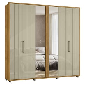 Guarda Roupa Casal 250cm Com Espelho Vibe Opala/Cumaru Z10 - Mpozenato