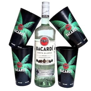 Kit Rum Bacardi Superior Carta Blanca 980ml + 4 Copos
