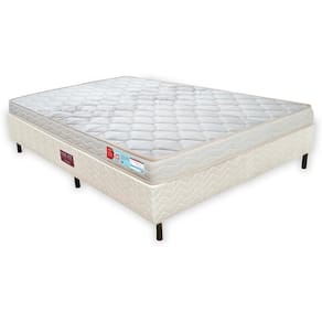 Conunto Colchão Ortopédico De Espuma D20 Cristal Base Box Fit Bege Casal 138X188x38 Alto Suporte