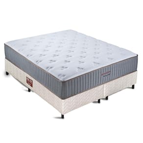 Conjunto Colchão Cama Box Bege Fit Queen Bellagio Gel Orthocrin 138X188x69 Molas Ensacadas Espuma Certificada
