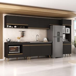 Armário de Cozinha Modulada Completa 6 Pçs com Balcão para Cooktop Veneza Multimóveis MP2273