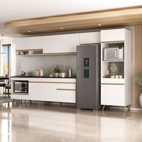 Cozinha Modulada Completa 357cm 6 Pçs com Balcão para Cooktop Veneza Multimóveis MP2272