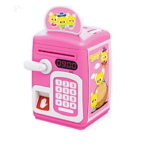 Cofre Digital Senha Biometria Eletronico Automatico Cofrinho Infantil Teclado Impressao Digital Moedas Nota Completo