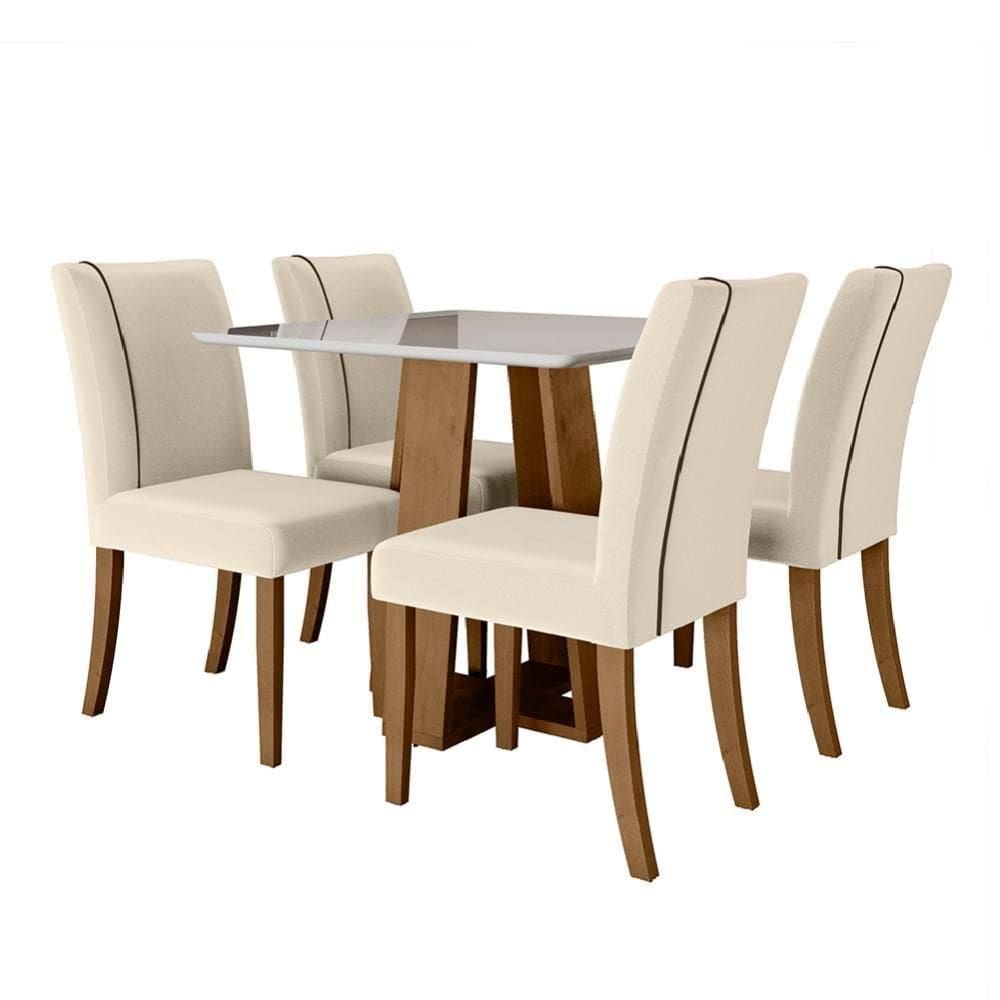 Mesa Sala De Jantar 4 Cadeiras Carvalho/off White