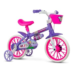 Bicicleta Violet Infantil Aro 12 com Rodinhas Cestinho Até 21kg Limitador de Guidão +3 Anos Nathor
