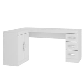 Mesa Escrivaninha em L com Armário Gaveteiro 120x156cm Branca