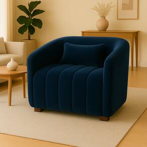 Poltrona Decorativa Lilian Veludo Azul Marinho - Londrilar