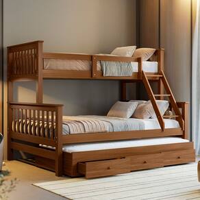 Treliche Com Cama Casal Madeira Maciça Aux Solteiro C/ Gavetas Woodstore