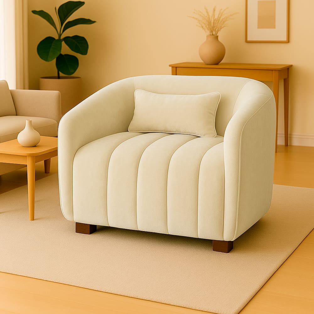 Poltrona Decorativa Lilian Veludo Marfim - Londrilar