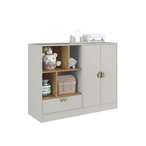 Cômoda Infantil 2 Portas 1 Gaveta e 4 Nichos Lille DL1060 110cm Cinza - Art In Móveis