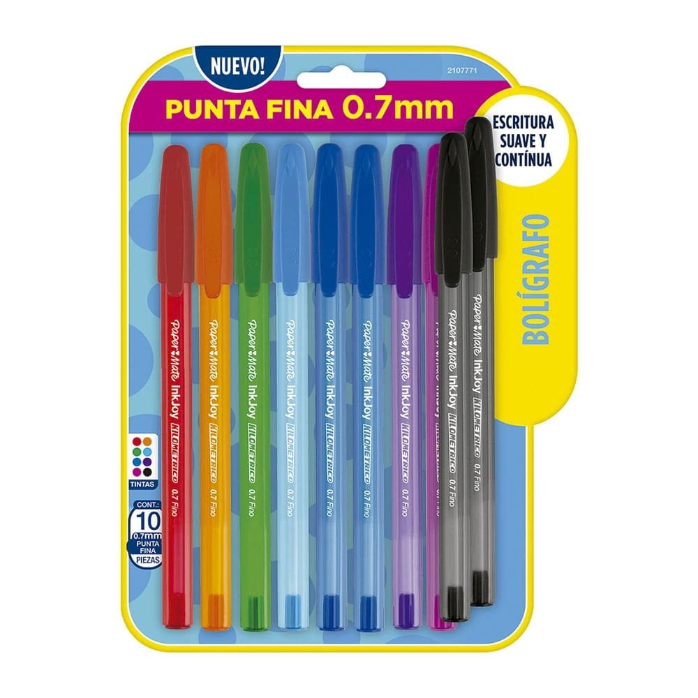 Caneta Esferográfica Papermate Km 100 Retrátil 0.7mm com 10 Unidades - Item Variado