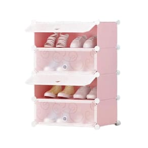 Sapateira Rosa 4 Portas Organizadora Portatil Para Sapatos Chinelo Salto Adulto Infantil Pratica