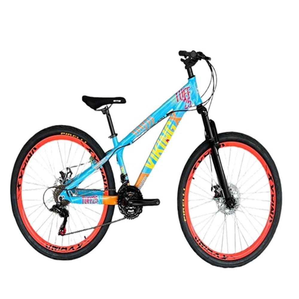 Bicicleta Vikingx Azul Laranja Aro 26 Câmbios Shimanos Aro Vmaxx