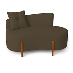 Sofá Orgânico Divã Veludo Com Pés De Madeira 7 Decor Marrom
