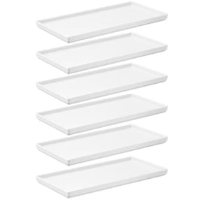 Jogo 6 Pratos Brancos Retangulares Servir Petiscos 27x13cm Comida Japonesa Bandeja Decorativa Uno Coza Plástica
