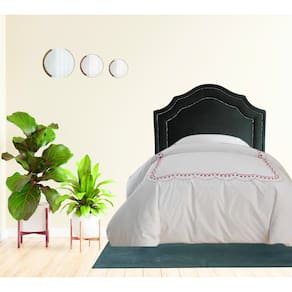 Cabeceira Solteiro Cama  Box  Veludo Preto Dupla Tacha Prata