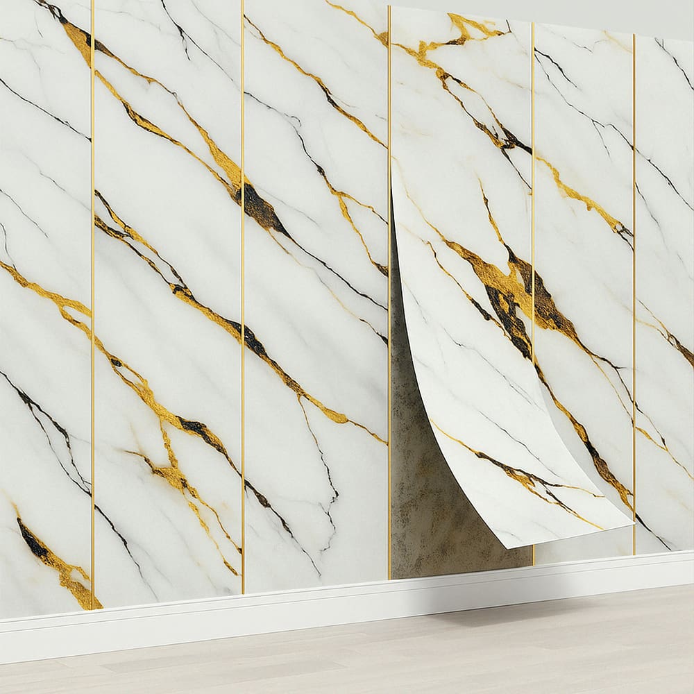 2 Placa Adesiva em Rolo 3d Marmore Parede Lavavel 200x60cm