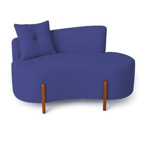 Sofá Orgânico Divã Veludo Com Pés De Madeira 7 Decor Azul Marinho