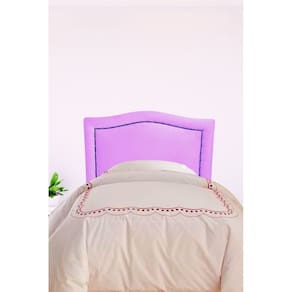Cabeceira de Cama Box Solteiro Línea Corino Lilás com Tachas