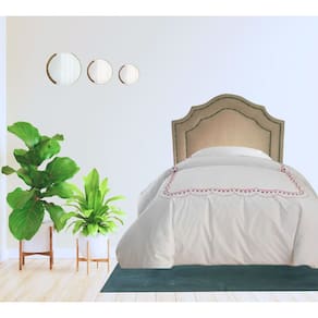 Cabeceira Solteiro Cama Box Deluxe Veludo Bege Dupla Tacha