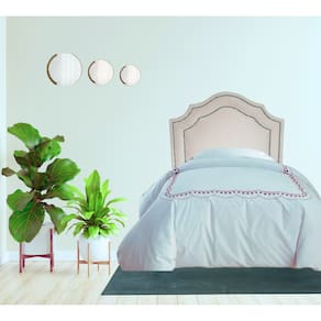 Cabeceira Solteiro Cama Box Deluxe Veludo Bege Dupla Tacha