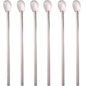 Kit 6 Colheres Bailarinas para Drinks Sucos 30cm Aço Inox Lo