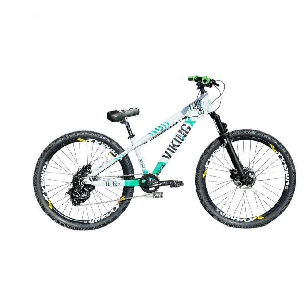 Bicicleta Viking Branco Verde Aro 26 Câmbio Shimano 1x8 Cassete Freio Hidraulico