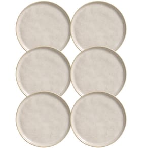 Jogo 6 Pratos 21cm Cerâmica Off White Porto Brasil Para Sobremesa Mesa Posta Bio Latte