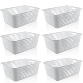6 Caixas Organizadoras Maxi Grande Organize Cesto Plástico 40l Branco