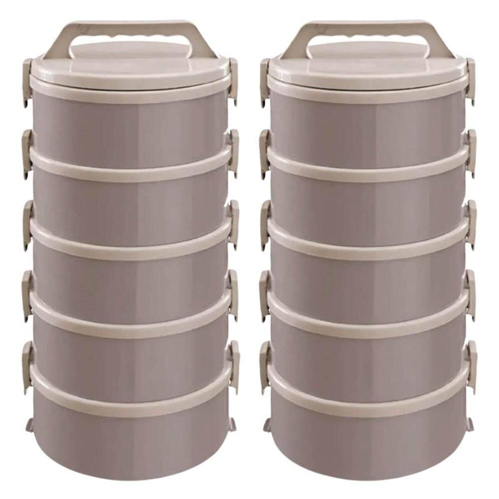 Kit 2 Marmitas Térmicas 5 Pratos Térmicos Empilháveis 1,8L Cappuccino Simonaggio