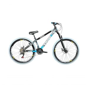 Bicicleta Aro 26 Vikingx Preto/azul 21v Câmbios Shimano Pneu Branco