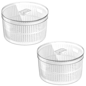 Kit 2 Organizadores de Verduras Saladas para Geladeira 5,5l Clear Fresh Com Cesto Natural