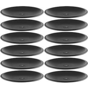 Jogo 12 Pratos Pretos Redondos de Plástico 26cm Raso Premium