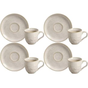Jogo 4 Xícaras de Café Bio Latte 120ml com Pires Cerâmica St