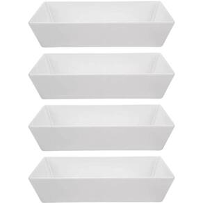 4 Travessas Bandejas Retangulares Plásticas 3L Brancas Saladas Sobremesas Massas Uno Coza