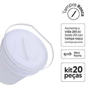 Balde Para Armazenar Ração 20 L E Tampa Rosca - Kit 20 Pçs