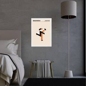 Quadro Laranja Bauhaus - Running Man 24X18Cm - Com Vidro