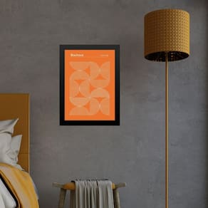 Quadro Bauhaus Orange Laranja Inverted Circles 45X34Cm Vidro