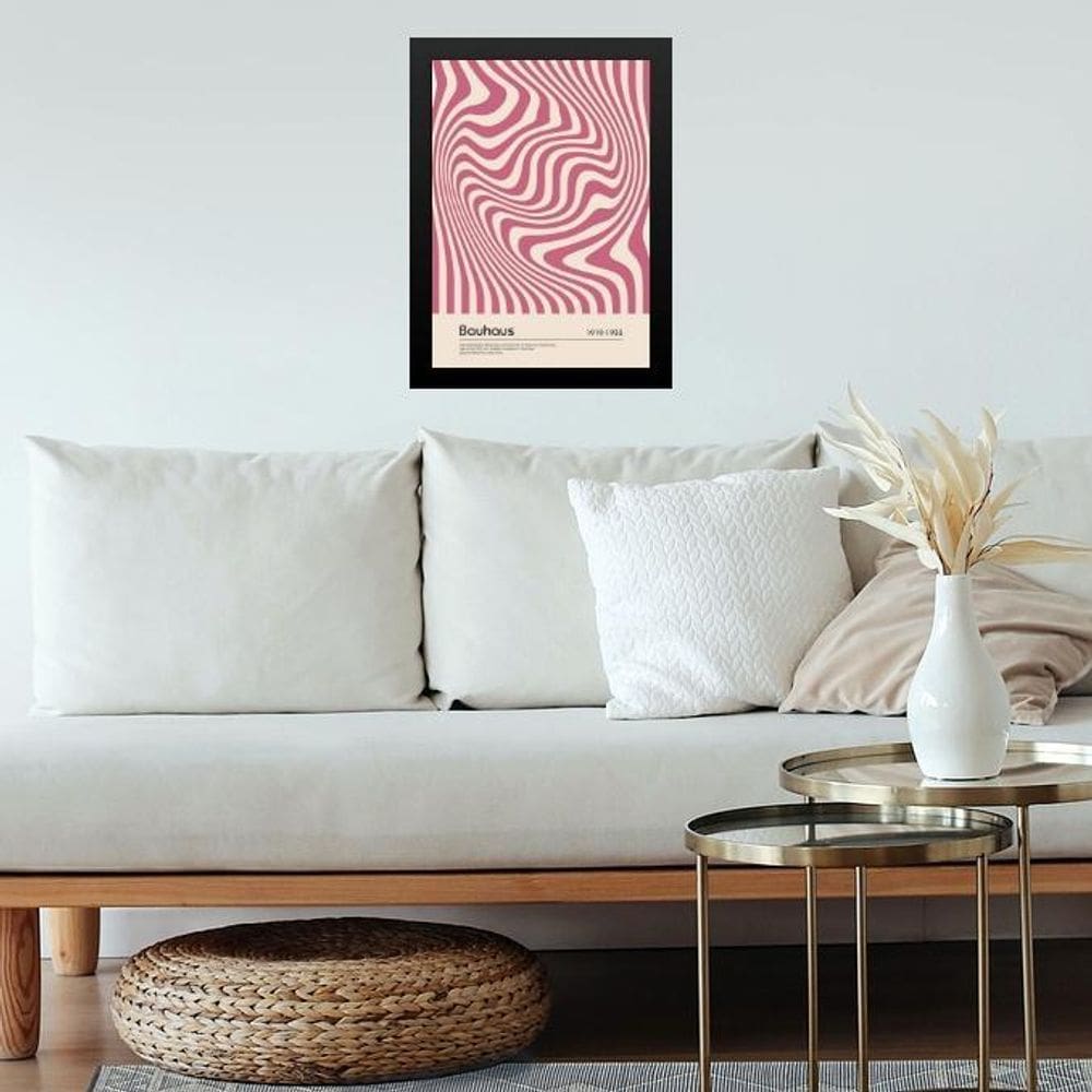 Quadro Bauhaus Pink Poster - Hypnotic Silk 33X24Cm - Vidro