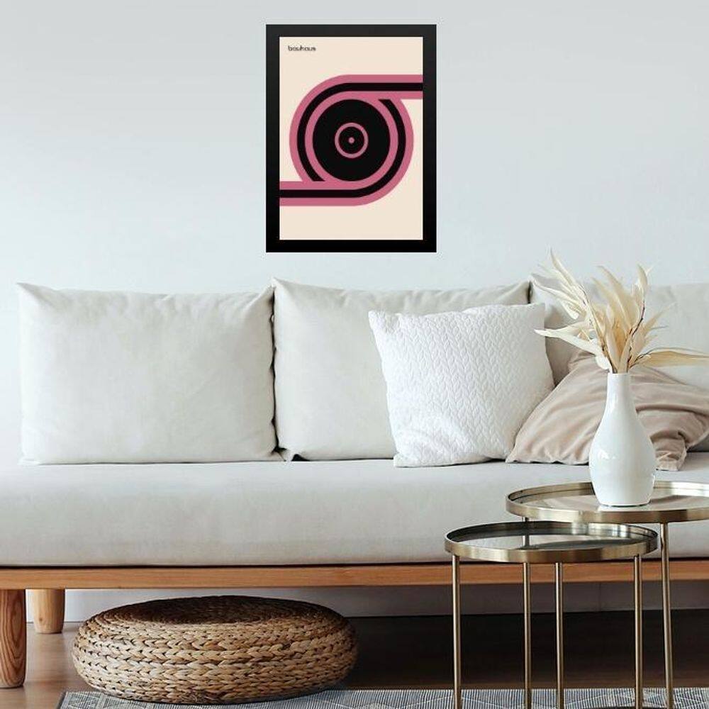 Quadro Bauhaus Pink Poster - Roll Disc 45X34Cm - Com Vidro