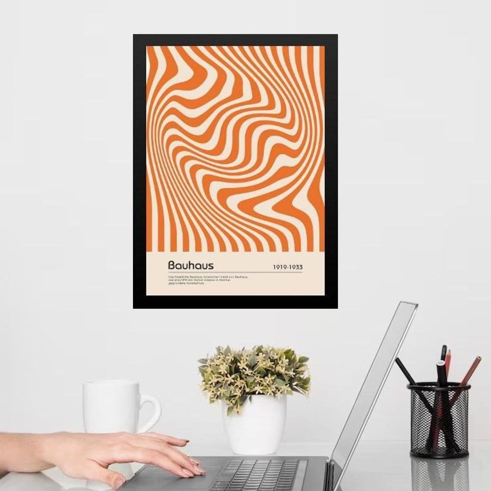 Quadro Bauhaus Laranja Graphic Poster Hypnotic Silk 24X18Cm