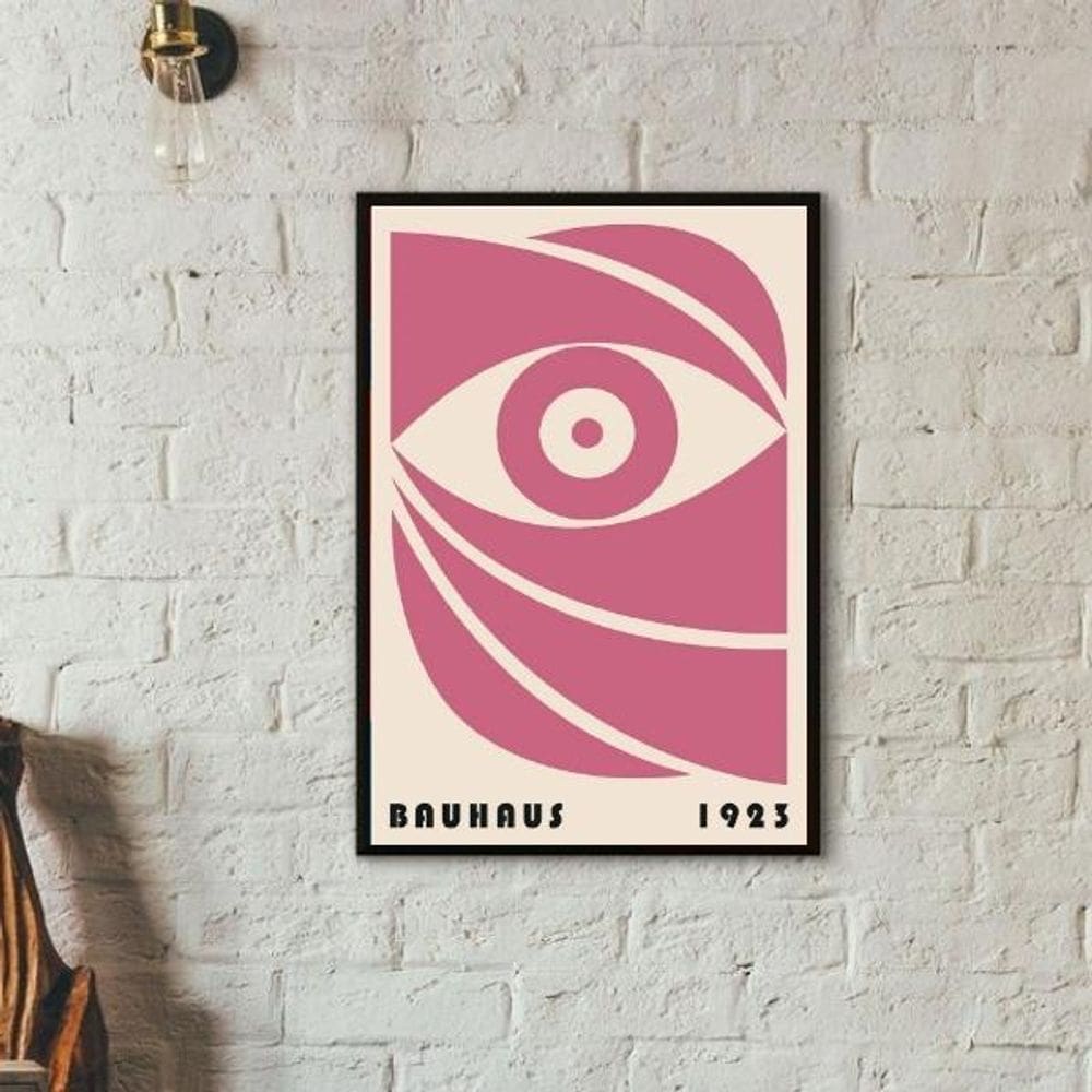 Quadro Decorativo Bauhaus Pink Eye 33X24Cm - Com Vidro