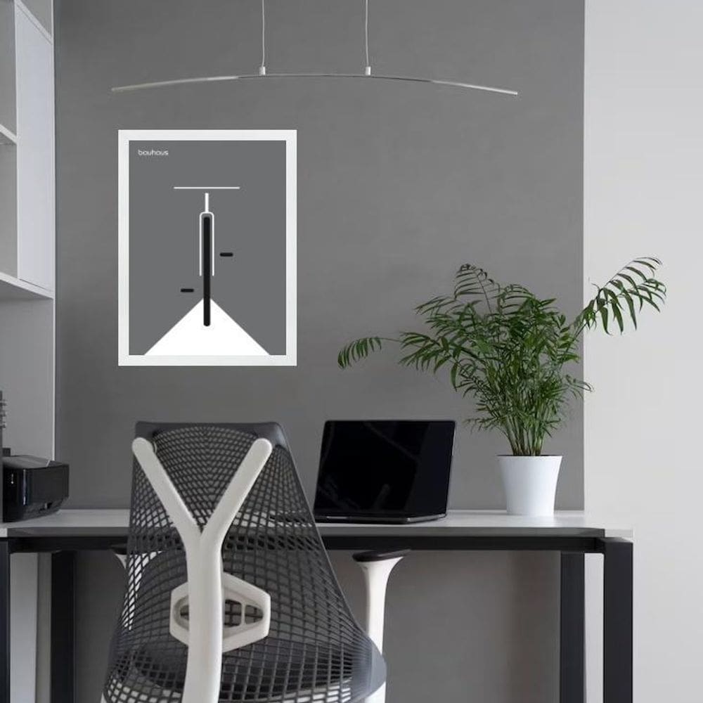 Quadro Minimalista Bauhaus Cinza - Bicicleta 33X24Cm